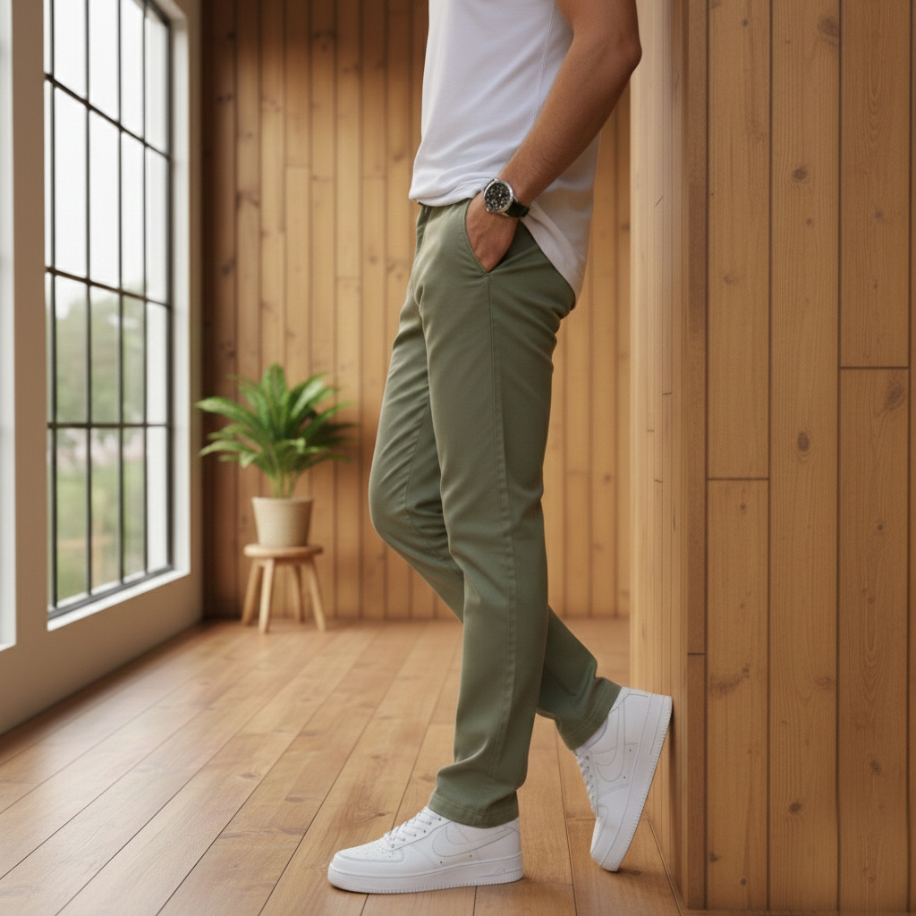 شلوار مردانه بنگال کش دم پا ساده مدل Behnam-سبز