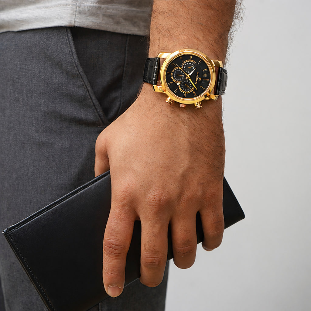 ساعت romanson مشکی طلایی مدل B62