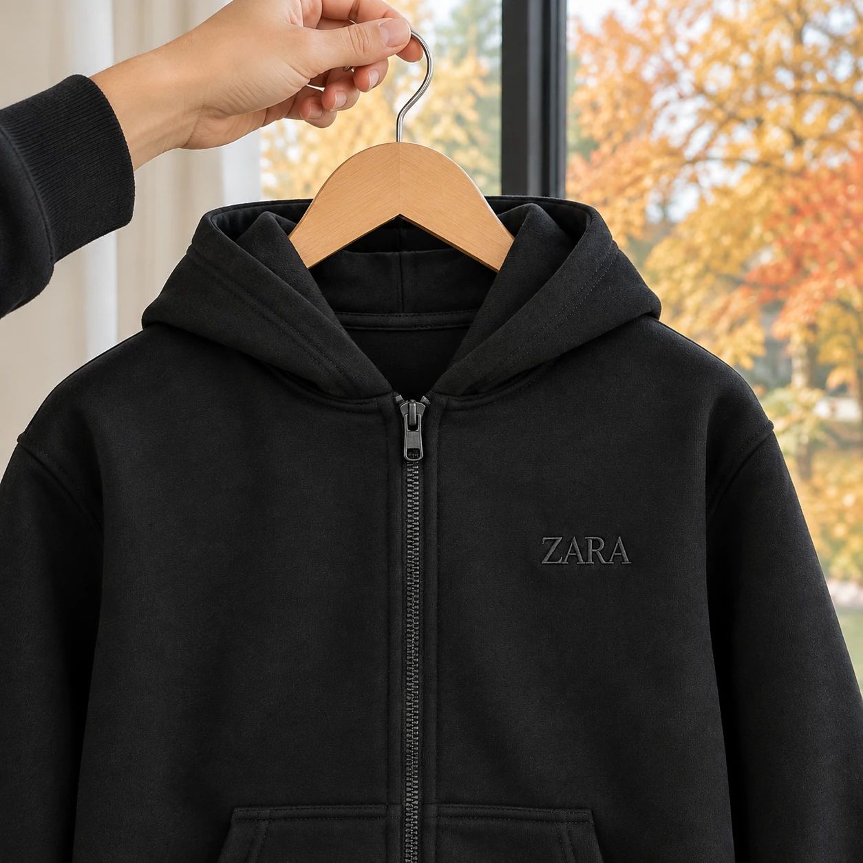 سوئیشرت کلاهدار مردانه مدل ZARA-مشکی