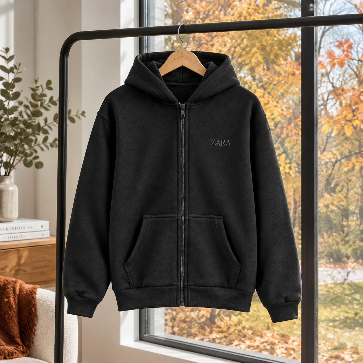 سوئیشرت کلاهدار مردانه مدل ZARA-مشکی