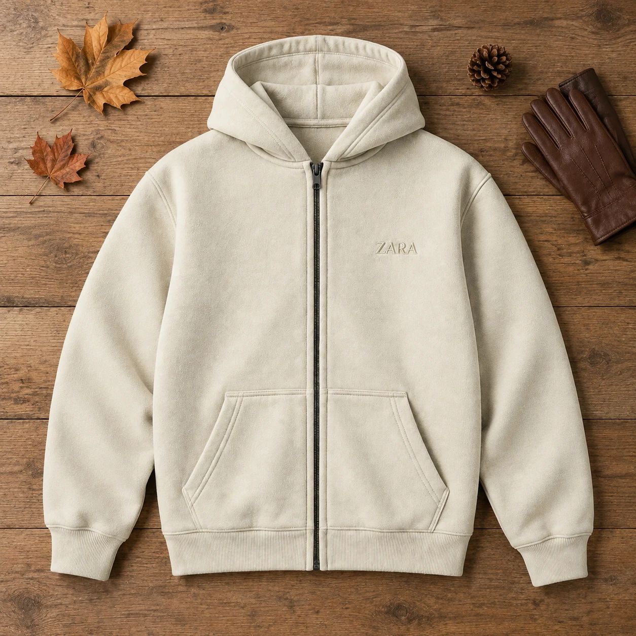 سوئیشرت کلاهدار مردانه مدل ZARA-کرم