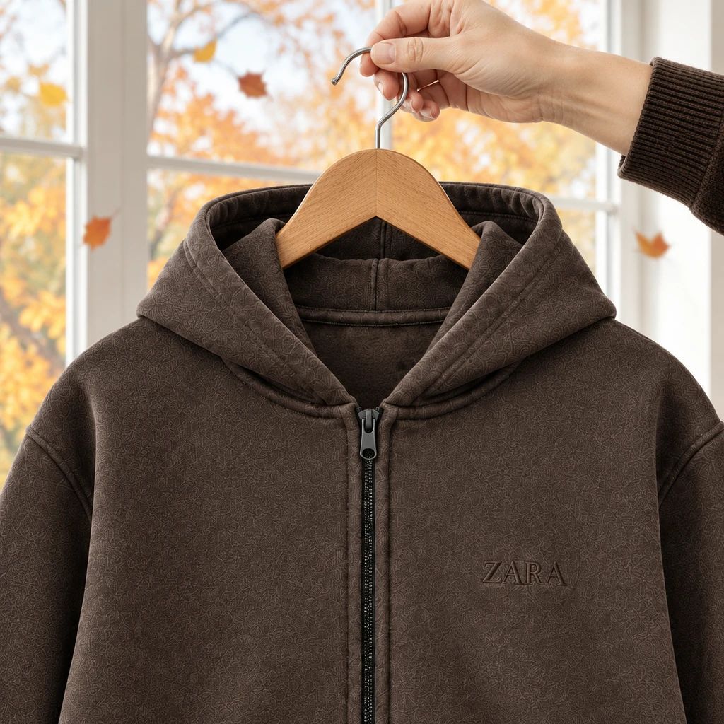 سوئیشرت کلاهدار مردانه مدل ZARA-قهوه ای