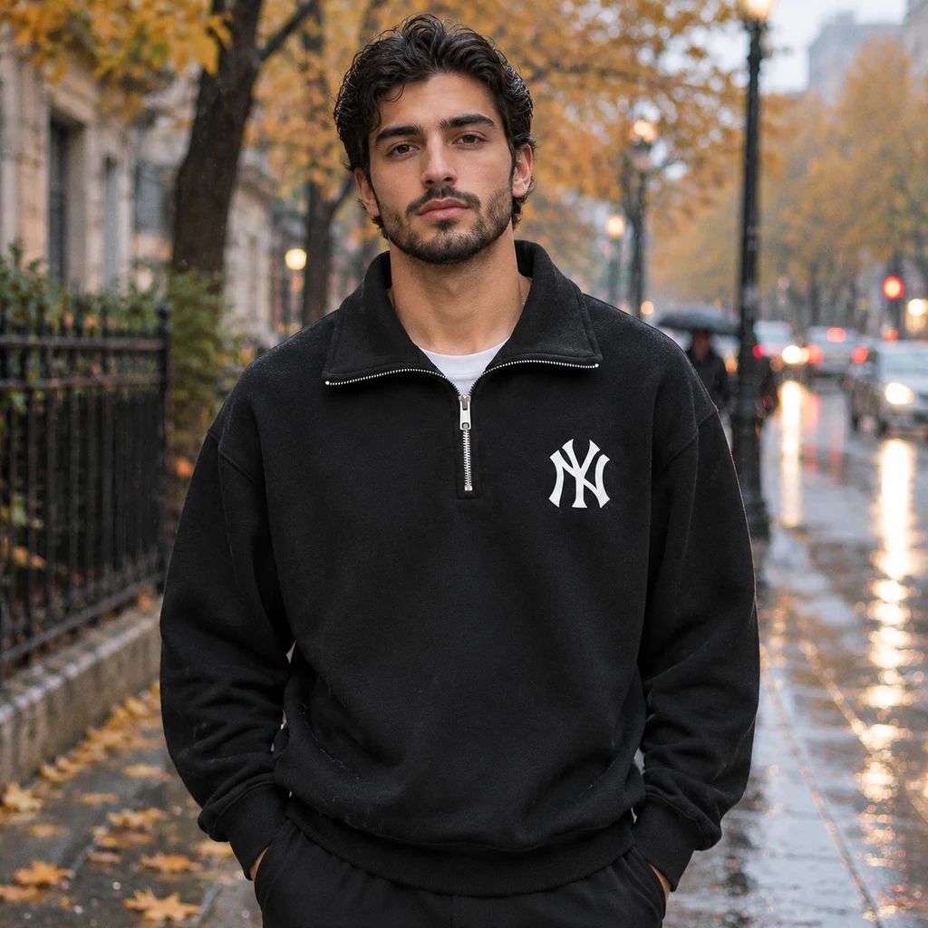 دورس نیم زیپ مردانه مدل NY-مشکی