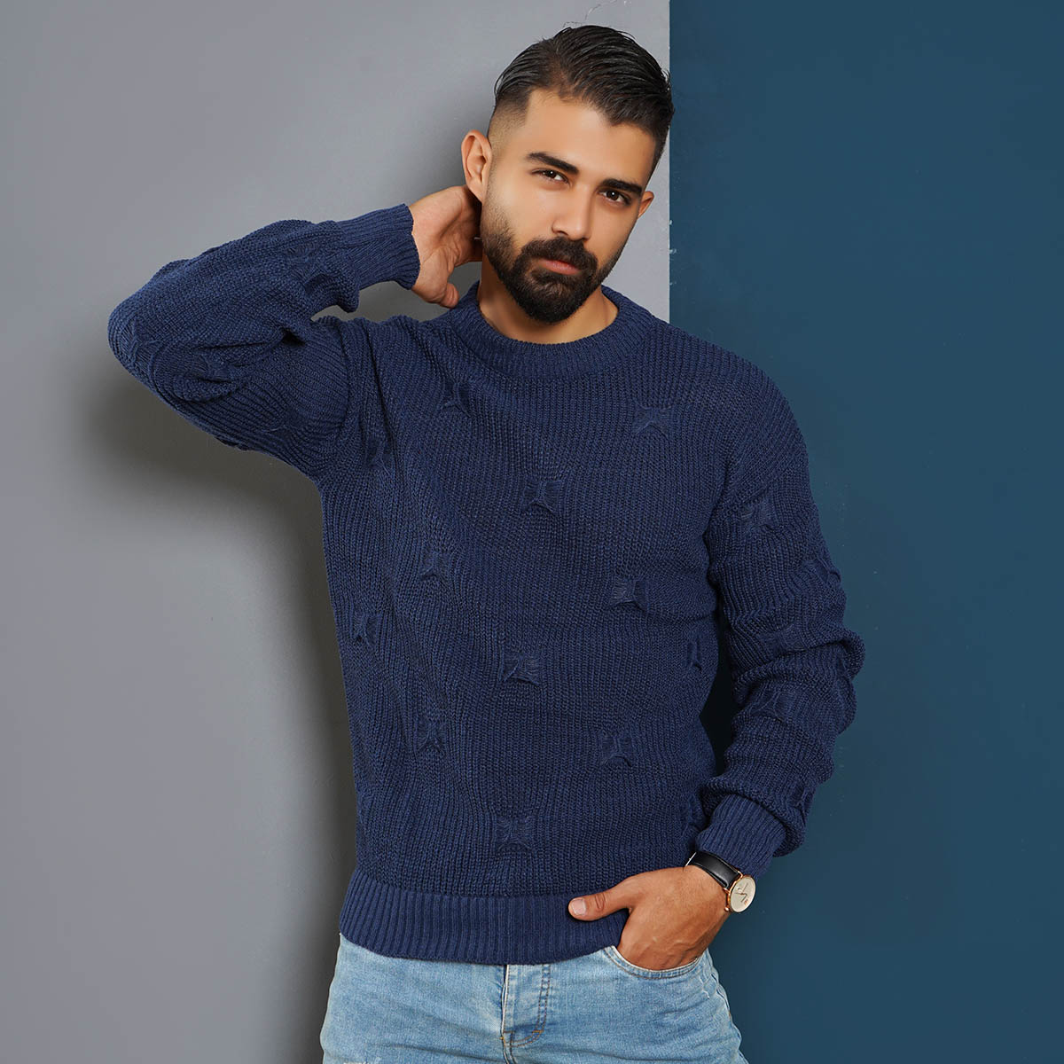 پلیور زاپ دارآبی نفتی مردانه مدلDeta