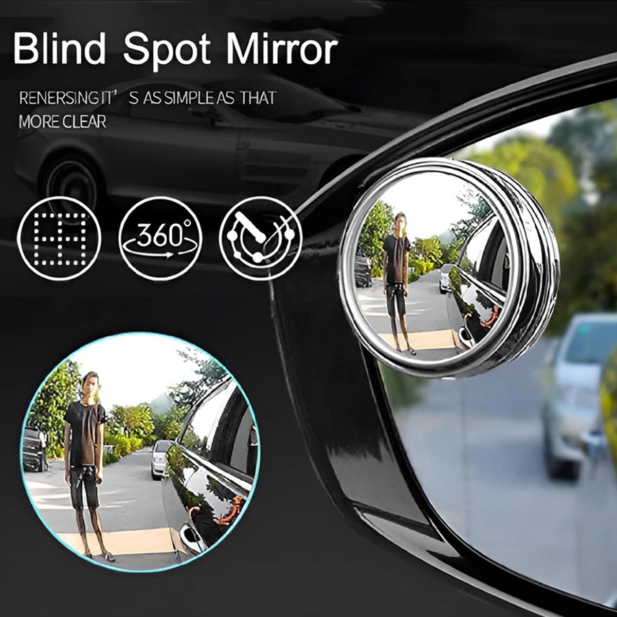 آینه نقطه کور خودرو چرخشی ( 2 عددی)